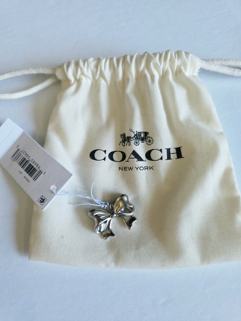 Coach Silver Bow Charm Pendant - Picture 2 of 3